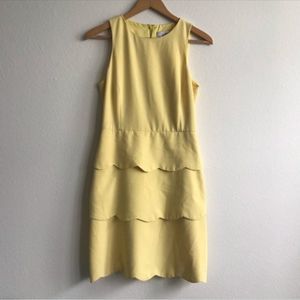 Badgley Mischka Belle Yellow Scalloped Hem Dress Size 2